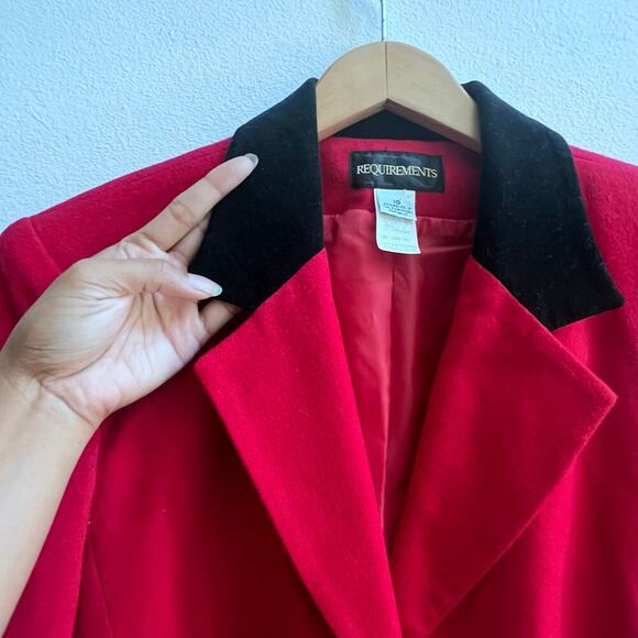 Requirements Vintage Women's 100% Wool 3 Buttons Red Blazer Jacket Old Money 10 - Picture 3 of 8